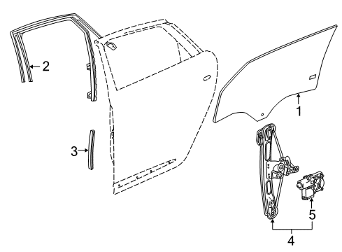 2016 Cadillac XTS Rear Door Run Weatherstrip Diagram for 84439976