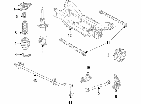 2022 Jeep Compass Rear Suspension Components, Lower Control Arm, Stabilizer Bar Strut Diagram for 68366606AA