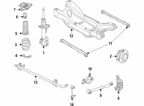 2022 Jeep Compass Rear Suspension Components, Lower Control Arm, Stabilizer Bar Shield-Dust Diagram for 68310838AA