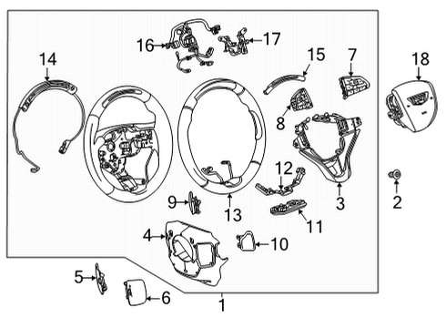 2022 Cadillac Escalade ESV Steering Wheel & Trim Paddle Switch Diagram for 13532993