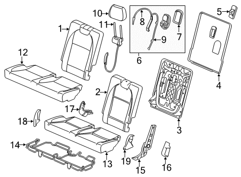 2018 Acura MDX Third Row Seats Pad, Rear Diagram for 82137-TZ5-A01