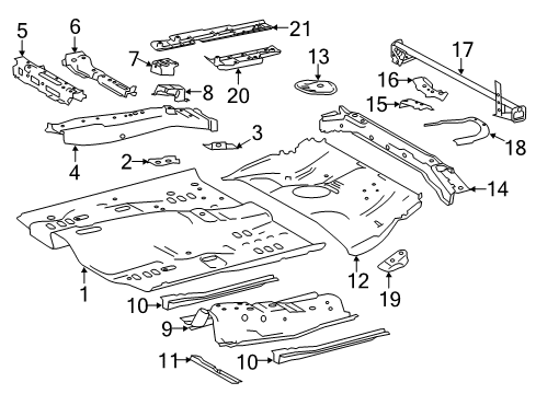 2015 Toyota Corolla Pillars, Rocker & Floor - Floor & Rails Floor Crossmember Diagram for 57053-02020