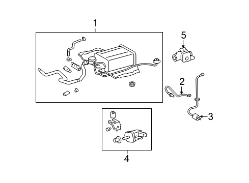 2009 Lexus LS460 Powertrain Control Charcoal Vapor Canister Diagram for 77740-50131