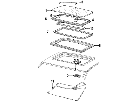 1988 Buick LeSabre Sunroof W/Strip-Roof Panel Opening Vista/Vent Black Diagram for 20698162