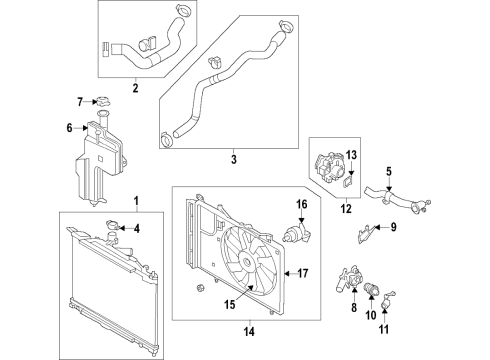 2019 Toyota Yaris Cooling System, Radiator, Water Pump, Cooling Fan Fan Motor Diagram for 16363-WB001