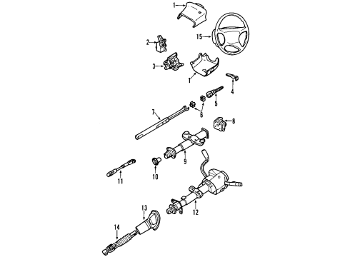 2000 GMC Sierra 2500 Steering Column, Steering Wheel & Trim, Shroud, Switches & Levers Column Asm, Steering Diagram for 26090143