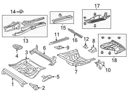 2013 Toyota Avalon Rear Body - Floor & Rails Center Floor Pan Diagram for 58211-06211