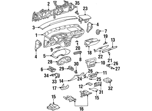 1998 Oldsmobile Cutlass Instrument Panel Dash Control Unit Diagram for 22718118