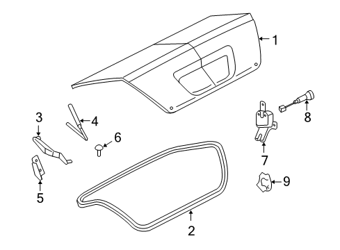 2009 Ford Taurus Trunk Lid Support Strut Diagram for 5G1Z-54406A10-AB