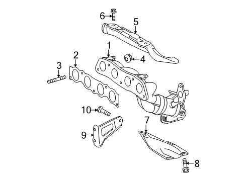2013 Toyota Prius Plug-In Exhaust Manifold Exhaust Manifold Diagram for 17141-37150