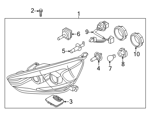 2014 Kia Cadenza Headlamps Passenger Side Headlight Assembly Diagram for 921023R730