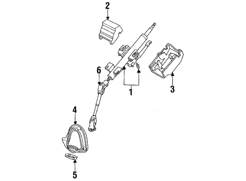 1992 Eagle Summit Steering Column Assembly, Shaft & Internal Components, Shroud, Switches & Levers, Steering Wheel & Trim Switch Asm Engine Starting St Diagram for MB541661