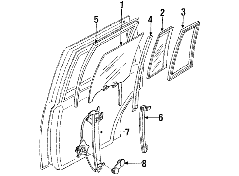 1990 Nissan Axxess Rear Door - Glass & Hardware SASH Assembly-Rear Door Front RH Diagram for 82214-30R00