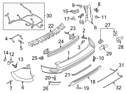 2015 Ford Escape Rear Bumper Reinforcement Diagram for CJ5Z-17906-A