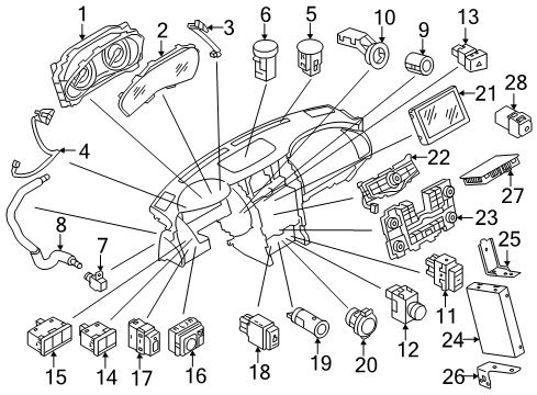 2019 Nissan Armada Cluster & Switches, Instrument Panel Switch-A/C Diagram for 25170-1LA0C