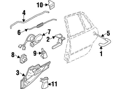 1999 Buick LeSabre Rear Door - Lock & Hardware Hdl Asm Rear Door * Diagram for 25540807