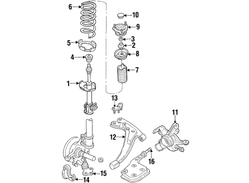 2001 Mercury Villager Front Suspension Components, Lower Control Arm, Stabilizer Bar Strut Diagram for XF5Z-18124-CA