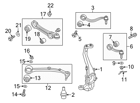 2015 Kia K900 Front Suspension Components, Lower Control Arm, Upper Control Arm, Stabilizer Bar Tension Arm Assembly-Front Diagram for 545053T050