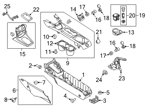 2012 Ford Fiesta Center Console Console Panel Diagram for BE8Z-54045A76-GA