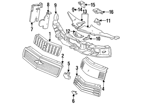 1991 Chevrolet Lumina Grille & Components Radiator Grille Emblem Assembly *Clear/Black Diagram for 10256811