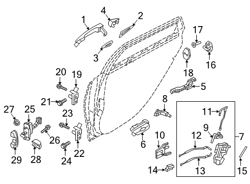 2016 Hyundai Genesis Rear Door - Lock & Hardware Latch Assembly-Rear Door, RH Diagram for 81420-B1000