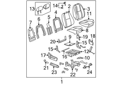 2009 GMC Yukon XL 1500 Front Seat Components COVER Diagram for 25863510