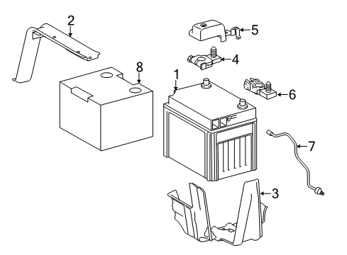 2017 Toyota Highlander Battery Battery Hold Down Diagram for 74404-0E060