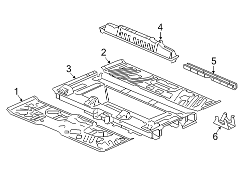 2017 Acura MDX Pillars, Rocker & Floor - Floor & Rails Panel, Front Floor (Rear) Diagram for 65551-TRX-A00ZZ