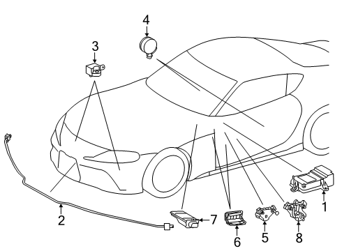 2022 Toyota GR Supra Air Bag Components Magnet Diagram for 72218-WAA01