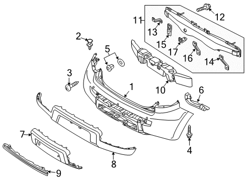 2011 Kia Soul Rear Bumper ABSORBER-Rear Bumper Diagram for 866202K000