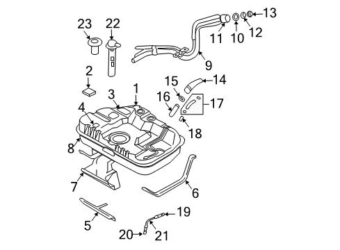 2005 Hyundai Tiburon Fuel Supply Hose-Neck To Tank Diagram for 31374-2D501