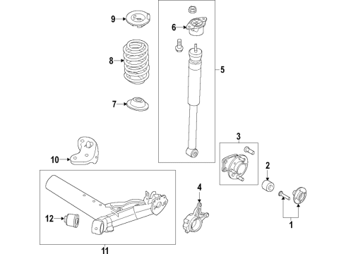 2018 Ford Fiesta Rear Axle, Suspension Components Shock Assembly Diagram for C1BZ-18125-N