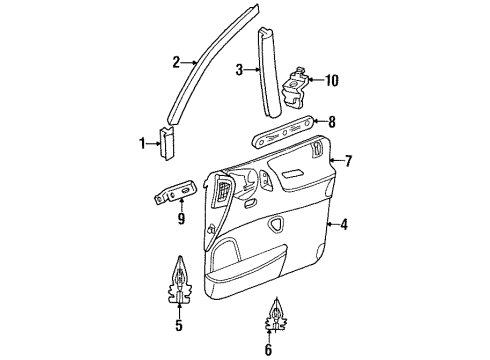 1996 Plymouth Grand Voyager Interior Trim - Front Door Molding-Front Door Diagram for 4754582