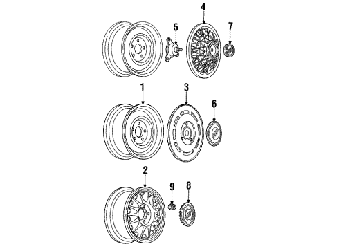 1992 Buick Roadmaster Wheels Hub Cap ASSEMBLY Diagram for 10137832