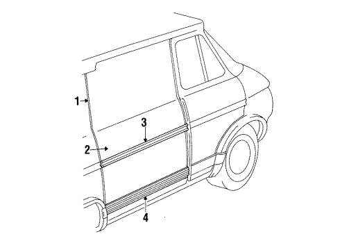 1993 GMC G1500 Side Loading Door - Door & Components Molding Asm-Rear Side Door Diagram for 15667691