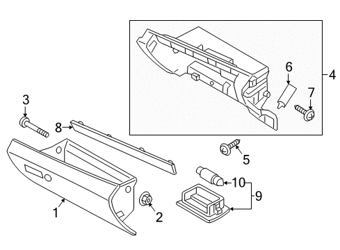 2019 Kia Optima Bulbs Glove Box Assembly Diagram for 84510D4000BGH