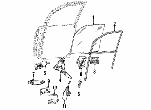 1995 Ford Aerostar Front Door Run Channel Diagram for E69Z1121547B