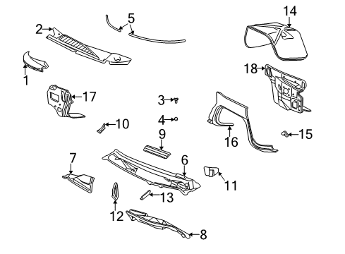 2020 GMC Savana 2500 Cowl Plenum Panel Diagram for 84843527