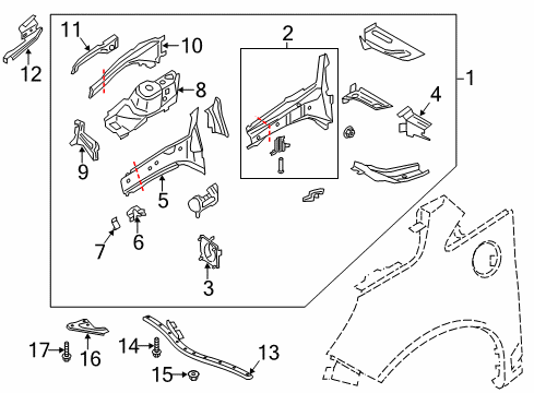 2017 Ford C-Max Structural Components & Rails Rail Reinforcement Diagram for CV6Z-78101A23-A