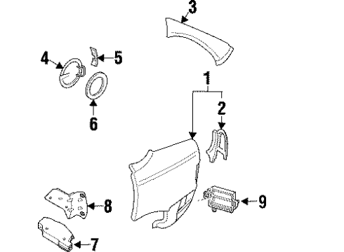 2001 Cadillac Catera Quarter Panel & Components Actuator, Fuel Tank Filler Door Lock Diagram for 90460064