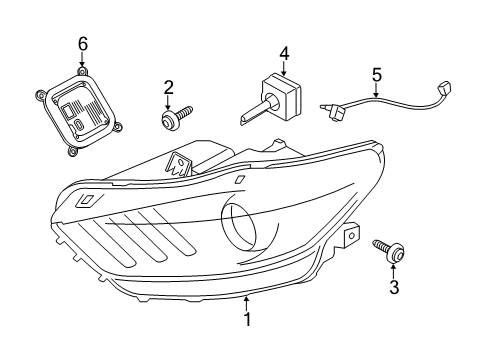 2015 Ford Mustang Bulbs Composite Headlamp Diagram for FR3Z-13008-J