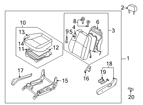1998 Infiniti QX4 Power Seats Cushion Assy-Front Seat Diagram for 87350-1W300