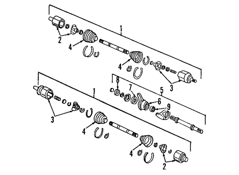 1992 Acura NSX Rear Axle Shafts & Joints, Drive Axles Boot Outboard Diagram for 42324-SL0-003