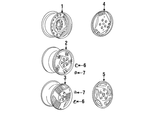 1990 Pontiac Trans Sport Wheels, Covers & Trim Wheel Rim Unit-Aluminum /15 X 6/Gray Diagram for 10159533