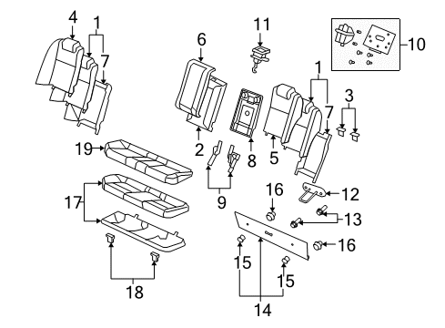 2008 Pontiac G8 Rear Seat Components Striker Cover Retainer Diagram for 92196762