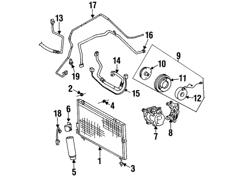 1997 Toyota Paseo Air Conditioner Condenser Assy, Cooler Diagram for 88460-16450