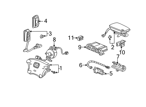 2006 Honda CR-V Air Bag Components SRS Unit Diagram for 77960-S9A-A22