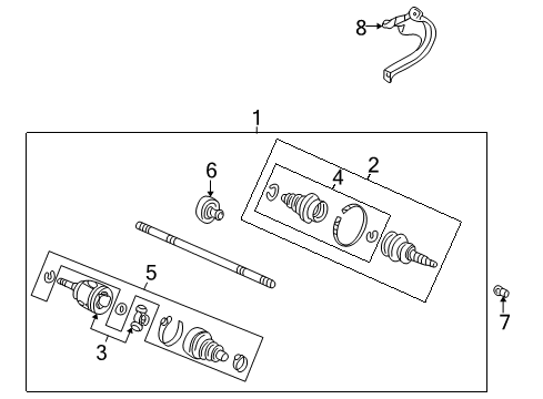 2000 Honda Insight Drive Axles - Front Boot Set, Inboard Diagram for 44017-S2K-020