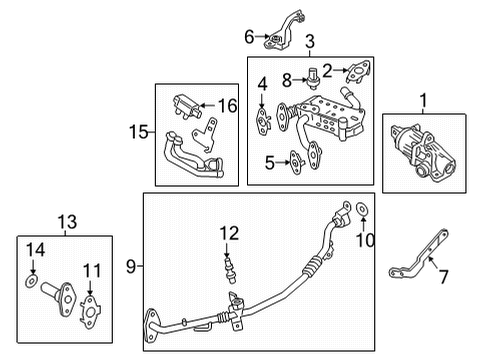 2021 Ford Bronco EGR System Connector Tube Gasket Diagram for LB5Z-9E464-C