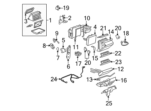 2005 Chevrolet Equinox A/C & Heater Control Units Heater & Air Conditioner Control Assembly Diagram for 19130174